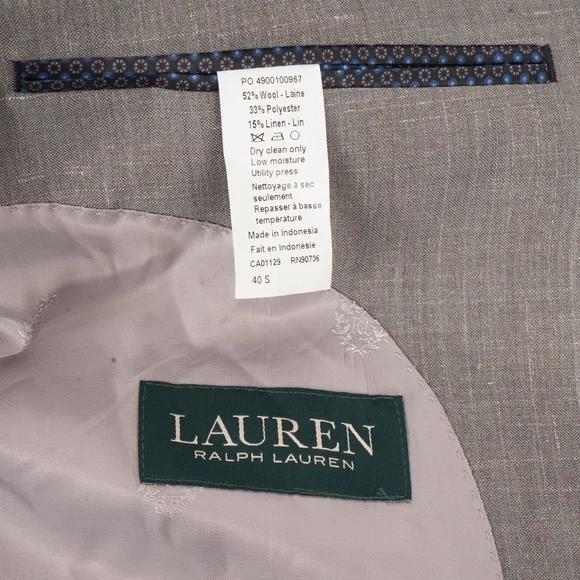 NWT $450 Lauren Ralph Lauren Grey Ultra Flex Suit Separates Blazer Size 40S - Picture 10 of 12